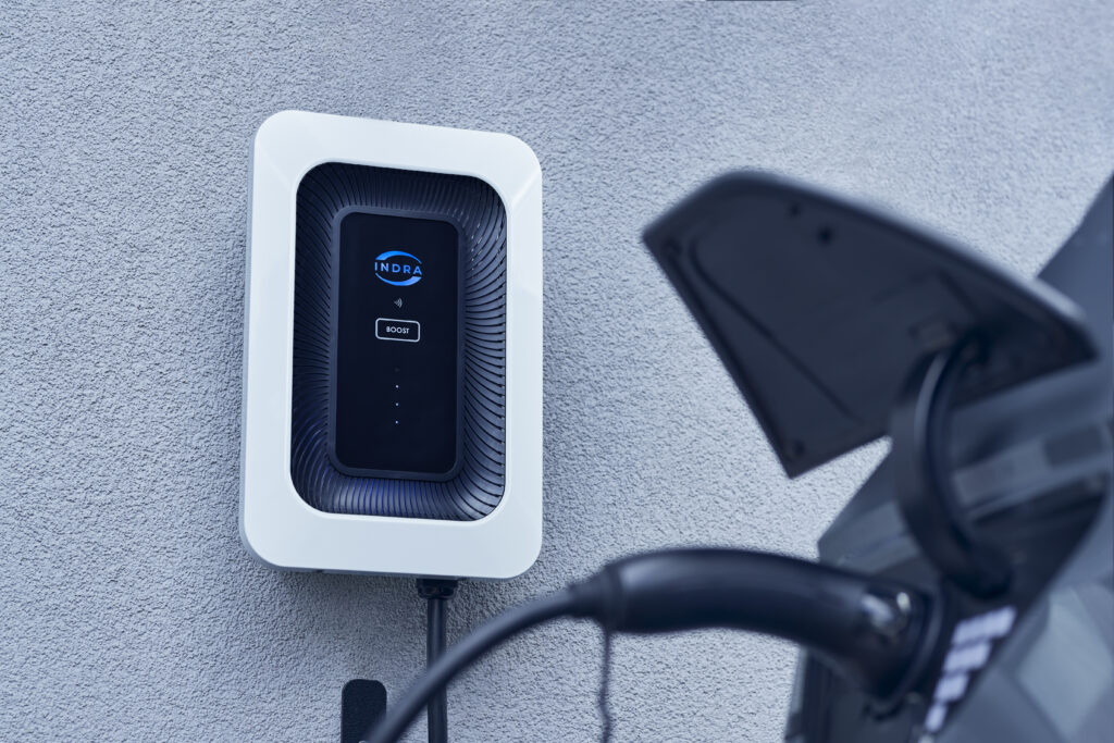 Car plugged into an Indra LUX charger