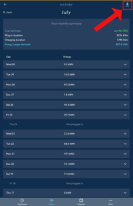 Record of downloaded electricity with arrow to download button.