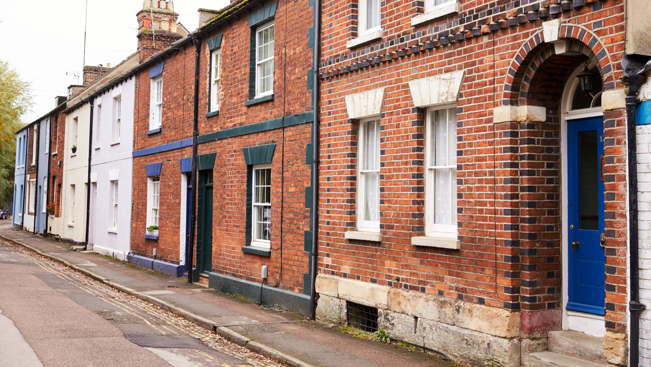 Victorian terraced houses in a street in the UK