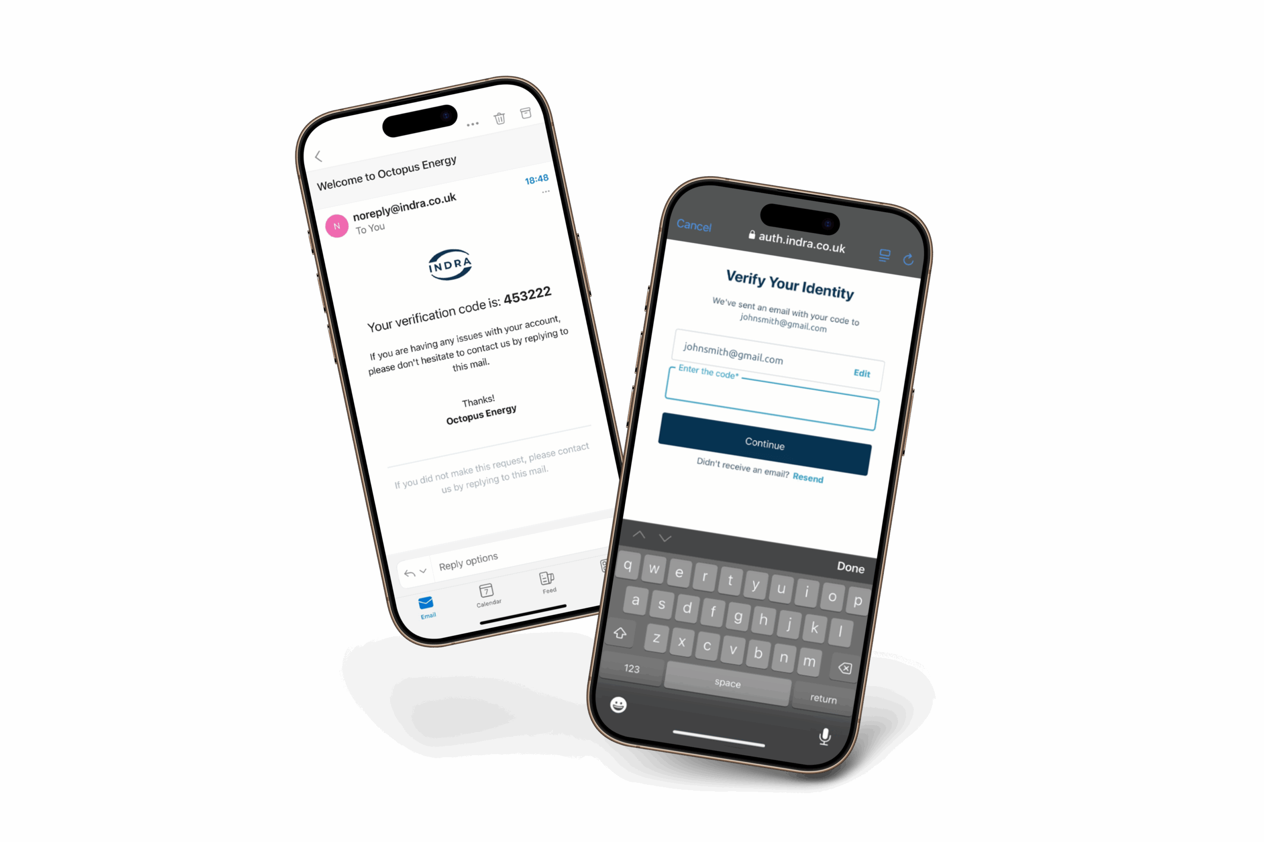 two phones showing identity verification screens